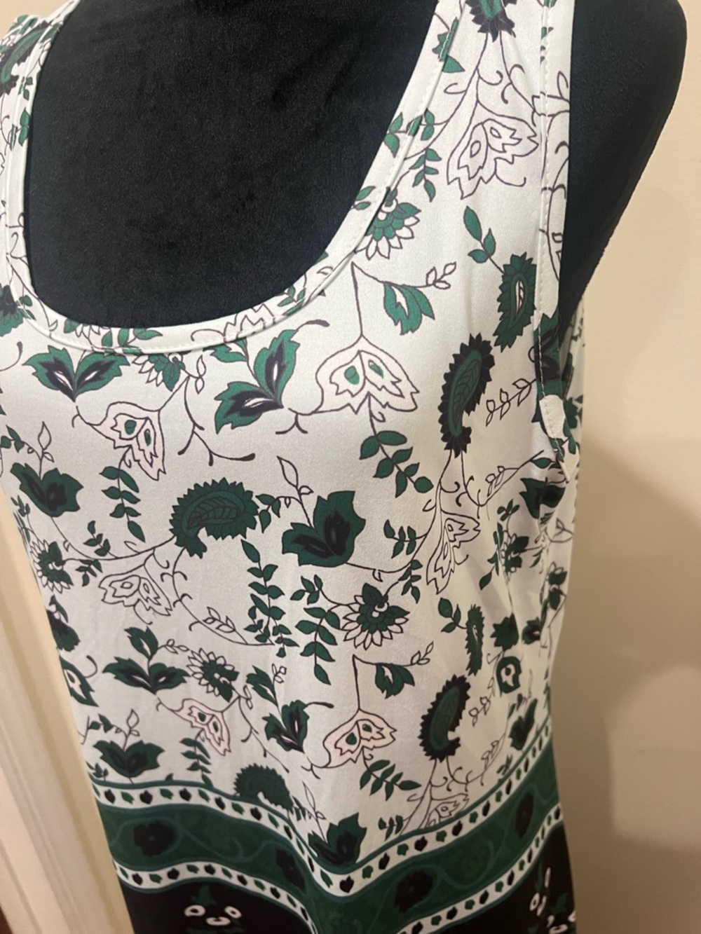 Green Boho Sleeveless Dress Soft Stretch A Line Sz Large - Picture 8 of 13